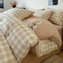 Medvilninis tvilo languotas patalynės komplektas: Paklodė, Antklodės užvalkalas, Skalbiamas mašinoje, 3/4 dalių variantai 160*210cm single duvet cover