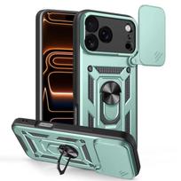 Military Grade Slide Camera Armor Magnetic Phone Case For 18 17 13 15 14 16 Pro Max 14 16 15 Plus Air Shockproof Cover iPhone 18 Pro Max žalia