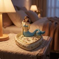 Elegant Decorative Trinket Dish | Ornamental Detailing, Jewelry with Mermaid, Compact Vanity brown