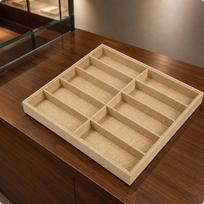 10 Skyrių Akinių Padėklas Aksomu Pamušta Tekstile Dengta Akiniai Pakelti Pertvaros Akiniai 10-slot Linen brown