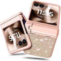 Motorola Razr 70 Ultra / 60 Ultra - Glitter PC Case with Glass and Stand - Gold