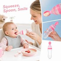 Kūdikio silikoninis maisto tiektuvas su buteliuku košėms, tyrelei, sriubai ir – Apvalus dugnas, 120 ml One Size rožinė