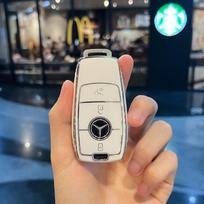 Madingas TPU automobilio rakto dėklas Fob dangtelis Mercedes Benz A C E S G klasės GLC CLE CLA GLB GLS W177 W205 W213 W222 X167 AMG Raktų pakabukas beige