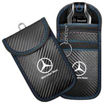For Mercedes Benz W211 W203 W204 W210 W124 AMG W202 W212 W222 Car Key Case Signal Blocker Bag RFID Shielding Pocket Accessories gray