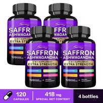 Xemenry - Saffron & Ashwagandha 6-in-1 Botanical Complex Capsules - Lutein, Zeaxanthin - Mood Health 120*4