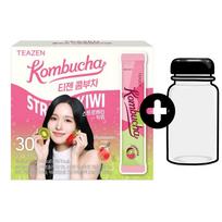 Teazen Kombucha Powder 6 skoniai 30T / citrina, citrina, ananasai, persikai, mango gvajava, blizganti muškieta Strawberry Kiwi 30t +bottle pink
