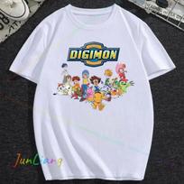 Digimon marginti marškinėliai Animacinių filmukų marškinėliai Retro trumparankoviai apvalia iškirpte kūrybingi viskas patogūs unisex drabužiai XL gray