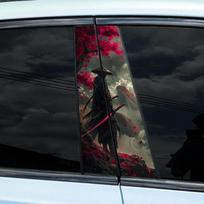 2PCS JDM Samurai Car Stickers Auto B Pillar Waterproof Center Column Decoration Cover Scratches DIY Car Doors Pillar Decals 2PCS gray