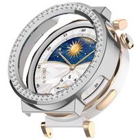 Bling PC Hollow Case For Huawei Watch GT5 4 41mm Cover Skin Samrt Strap Diamond Crystal Bumper Protector GT5 41mm GT5 4 41mm gray
