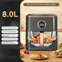 Household Oil-free Frying Machine Air Fryer New High-capacity Intelligent Multifunctional Glass Visual Electric Fryer gray