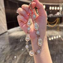 Fashion Phone Chain Peal Phone Wrist Strap New Beaded Pendant Lanyard Style 3 brown