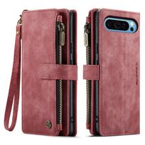 Leather Case for Google Pixel 10 Pro XL 10A Pixel9 9A 8 8A 7A Card Holder Magnetic Buckle Wallet Phone Cover with Hand Strap Pixel7A raudona