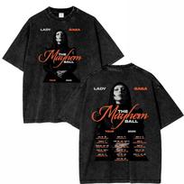Vintage Washed Lady Gaga The Mayhem Ball Tour 2025 T Shirt Fashion Men_Women Aesthetic High Quality Acid Wash 100% Cotton Tees 5XL įvairiaspalvis