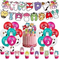 Gummy Marshmallow Birthday Decor Set: Balloons, Cake Toppers & Banners blue