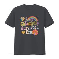 In My Chlamydia Survivor Era T Shirt Dark Humor Funny Meme Std Joke Girlfriend Sayings Ironic Adult Vintage Washed Slightly XL beige