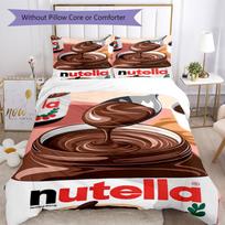 3pcs Nutella Bedding Set Duvet Cover Closure Includes 1 Duvet Cover & 2 Pillowcases, Soft and Comfortable for All Seasons. 135cmx200cm white
