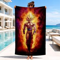Dragon anime Artwork Beach Towel, Microfiber Beach Towel, Perfect For Pool, Beach, Travel, Home Decor Beach Party Fan gifts 70cmx140cm(27x55inch) black