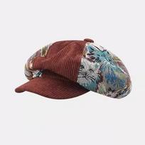 Corduroy Retro Beret Jacquard Artist Hat Fashion Octagonal Cap 03 gray