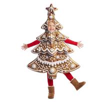Parent-Child Christmas Party Funny Stage Costume Gingerbread Christmas Tree Sponge Suit Cookie Cosplay Outfit one size brown