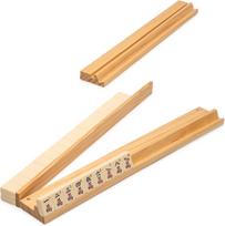 Wooden Mahjong Stick Set with Multi-Bone Tile Pusher and Solid Wood Storage Ruler. beige