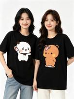 Couple Bubu Is Throwing Flip-flops At Dudu Summer T shirt Dudu Was Threw Flip-flops By Bubu Since He Teases Bubu Summer Tee Tops XL beige