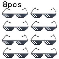 1-8pcs Mosaic Sunglasses Cool Party Vintage Shades Eyewear For Men Pixelated Sunglasses Funny Women Glasses black