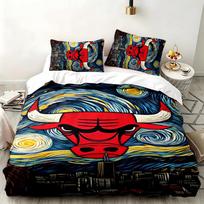 Chicago Bulls 3pc set Perfect for bedroom use Comfortable bedding set includes a duvet cover and two pillowcases Ideal birthday or Christmas gift 135cmx200cm