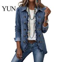 Floral Embellished Blazers Women Bohemia Jacket, Turndown Collar Ruffled Open Front Coat, with Pleats Slim Fit Casual Long Sleeve Outwear for L mėlyna