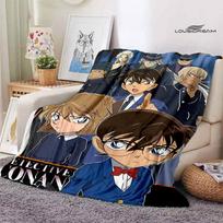 Detektyvas Konanas Animacinis Spausdintas Antklodė Vaikams Šilta Antklodė Flanelė Minkšta Patogi Antklodė Namams Kelionėms Antklodė Dovana 75x90cm gray