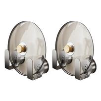 Pack of 2 Strong Adhesive Pot Lid Holders for Wall Mounting In Kitchens Supplies and Bathrooms Space Saving Designs 3 gray