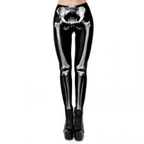 Halloween women's street new leggings skeleton digital printing women's sports leggings L black