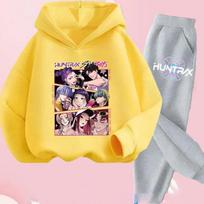 Kids Hoody Suit KPop Demon Hunters Printed Children's Clothing Y2K Hoodies+Pants Sports Sets KPop Demon Hunters 140 gray