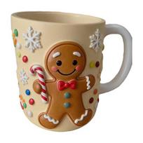 Christmas Coffee Cup Christmas Tree Elk Stocking Gingerbread Man Mug 260ml Dishwasher D brown