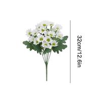 Faux Mums UV-Resistant Porch Flores Decor Realistic Water-Resistant Eucalyptus Leaves Mums For Garden Grave Front Yard Cemetery balta