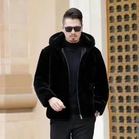 Kailiniai audinės kailiniai Vyriški žieminiai paltai su gobtuvu vyriški audinės kailiai vyriški imitacija audinės kailio striukė Vyriška aukščiausios klasės striukė XXL beige