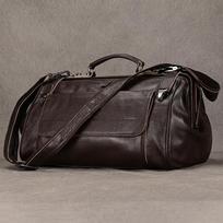 Leather Travel Bag Men'S And Women'S First Layer Cowhide Hand-Held Travel Bag Cowhide Luggage Bag Iron Frame Commuter Computer Bag 18inch black