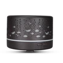 Smart Remote-Controlled Wood Grain Ocean Fish Aroma Diffuser & Humidifier EU Plug gray