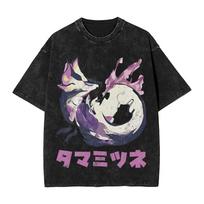 Washed T Shirt Monster Hunter Rise Mizutsune Kanji Icon Hip Hop TShirt Harajuku  Streetwear Graphic Tops Tees Unisex Women 3XL įvairiaspalvis