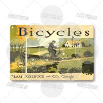 Bicycle Plaque Cycle Ads Metal Sign Bianchi Gladiator Alcyon Simpson Eat Sleep Clement Barr Alleluia Columbias Hurtu Humber 20x30cm（7.8x11.8inch） beige