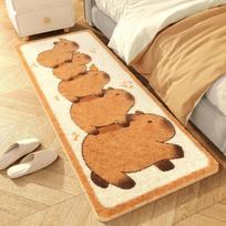 VIKAMA Capybara Anime Bedside Rug, Adorable Faux Cashmere Mat, Non-Slip Fleece Bedroom Rug, Machine Washable Cozy Decor 50x80cm white