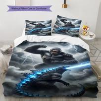 Super Kong Pattern Bedding Set Quilt Cover Pillowcase Home Decor Gift (1 * duvet cover + 2 * pillowcase, without core) 135x200cm black