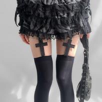 Gothic Cross Thigh High Stockings Woman Y2K Nylon Suspender Stockings With Hold Up  New Over Knee Socks Spicy Girls Tights One Size gray
