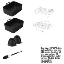Ninja Af400uk Air Fryer Accessories Silicone Inner Pot Rack Steamer Tray Kitchen Tool Set For Home Cooking 7 Piece Set black