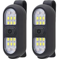 2 Pack Clip on Flashlights, Running Light for Runners Rechargeable Safety Lights for Walking at Night Hands Free Flashlight Portable LED Work Light 2 Pack Black white