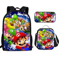Super Mario Bros. Kuprinė 3 dalių rinkinys Vaikams Mokyklinė kuprinė Animacinis Anime Kuprinė Mokiniams 3 piece set