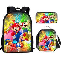 Super Mario Bros. Kuprinė 3 dalių rinkinys Vaikams Mokyklinė kuprinė Animacinis Anime Kuprinė Mokiniams 3 piece set