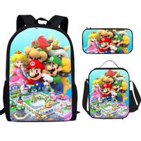 Super Mario Bros. Kuprinė 3 dalių rinkinys Vaikams Mokyklinė kuprinė Animacinis Anime Kuprinė Mokiniams 3 piece set