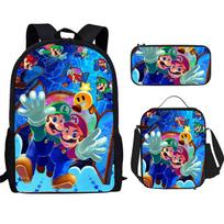 Super Mario Bros. Kuprinė 3 dalių rinkinys Vaikams Mokyklinė kuprinė Animacinis Anime Kuprinė Mokiniams 3 piece set