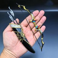 Mini šaudymo lanku rinkinys Medžioklinio lanko modelis Metalinė medžiaga Miniatiūrinis sportinis žaislas Stalo dekoracija Raktų pakabukas Suaugusiems Vaikams M