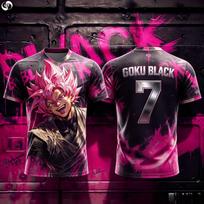 Dragon Ball Super Rose Goku Black No23 Hot Pink Graffiti Print Men Soccer Jersey  Anime Fan Sports Breathable Tee 6XL pink